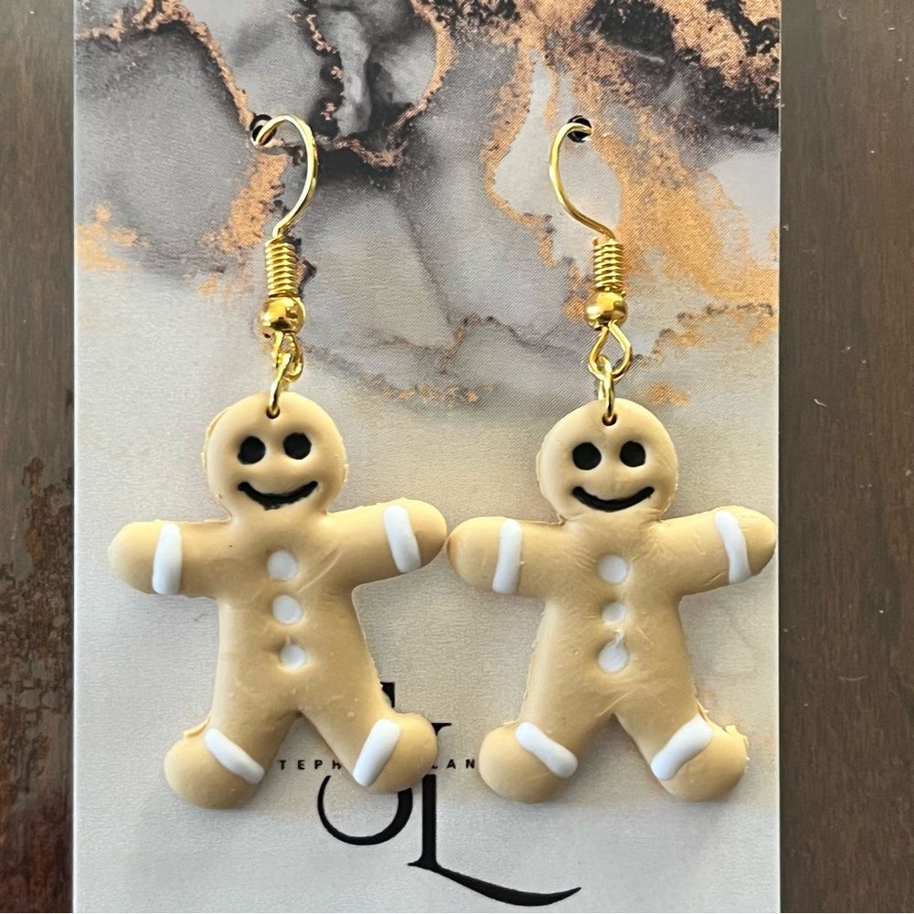 NEW Gingerbread Men Polymer Clay Dangle Earrings